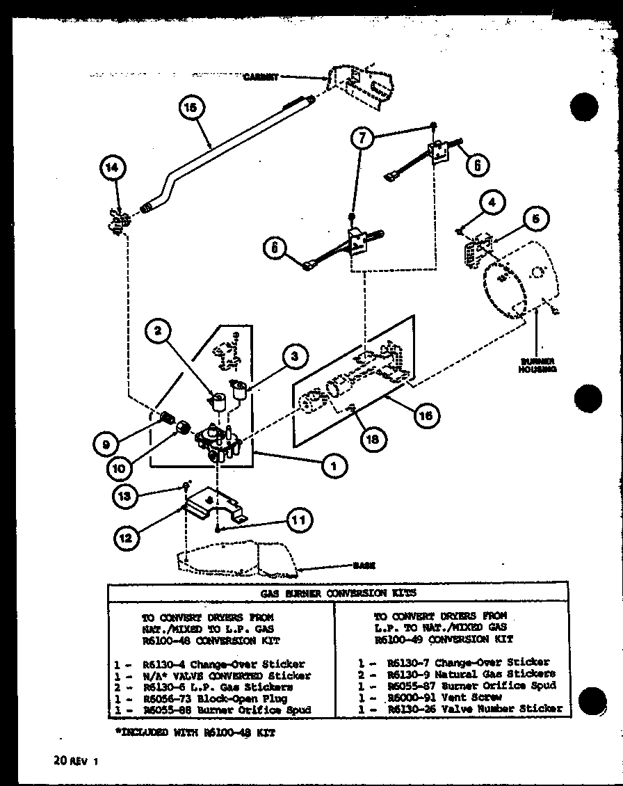 Amana LED950/P7804827W gas burner conversion kits (lgd851/p7804810w) (lgd951/p7804812w) (lgd951/p7804828w) diagram