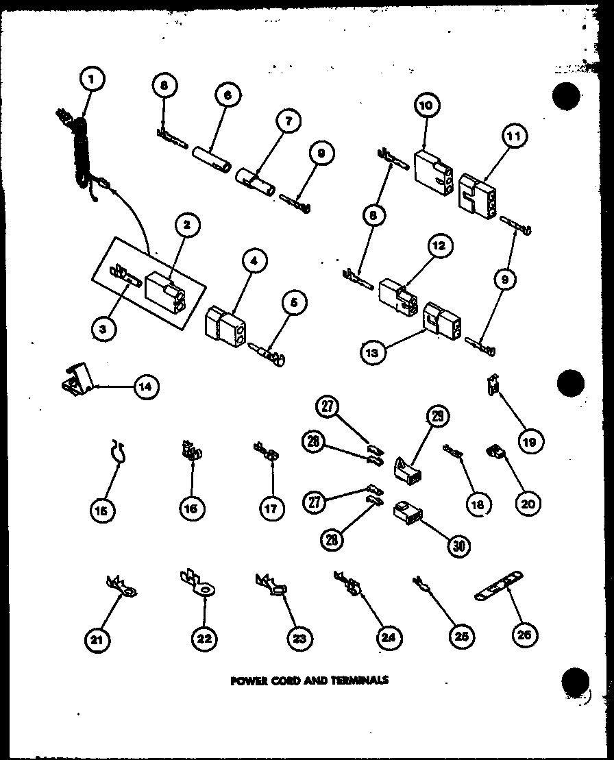 Amana LED950/P7804827W power cord and terminals diagram