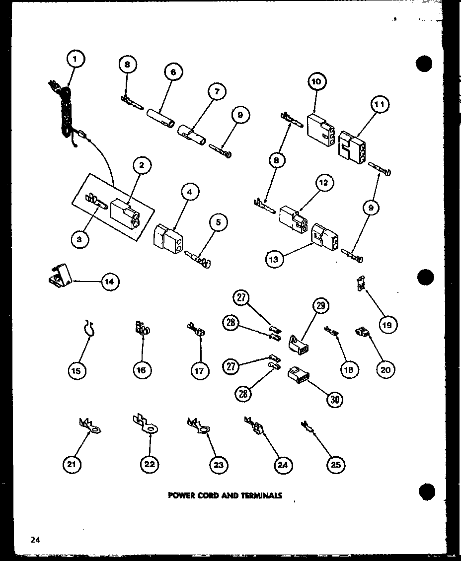 Amana LG2812/P7804816W power cord amd terminals (lg2812/p7804816w) (le2902/p7804817w) (lg2912/p7804818w) (le9002/p7804813w) (lg9012/p7804814w) diagram
