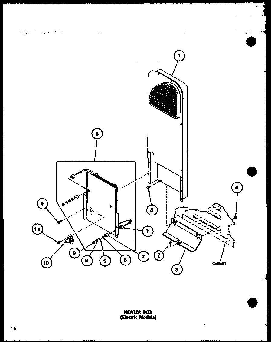 Amana LG1112/P7762216W heater box (electric models) (le1102/p7762215w) (le2502/p7762219w) diagram