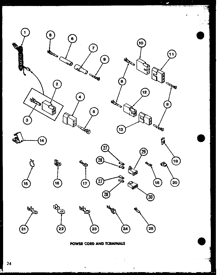 Amana LG1112/P7762216W power cord and terminals diagram