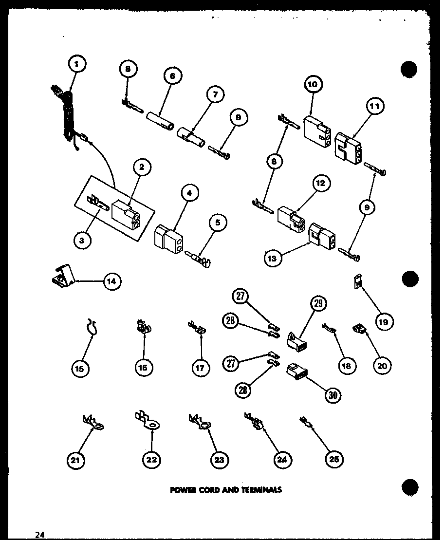 Amana LG2812/P7804824W power cord and terminals (lg2812/p7804824w) (lg2912/p7804826w) (lg9012/p7804822w) diagram