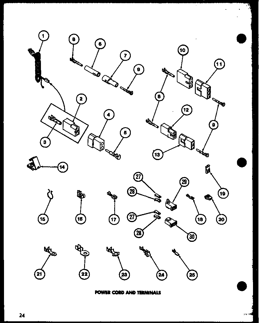 Amana LG1112/P7762226W power cord and termina ls (lg1112/p7762226w) (lg2412/p7762228w) (lg2512/p7762230w) diagram