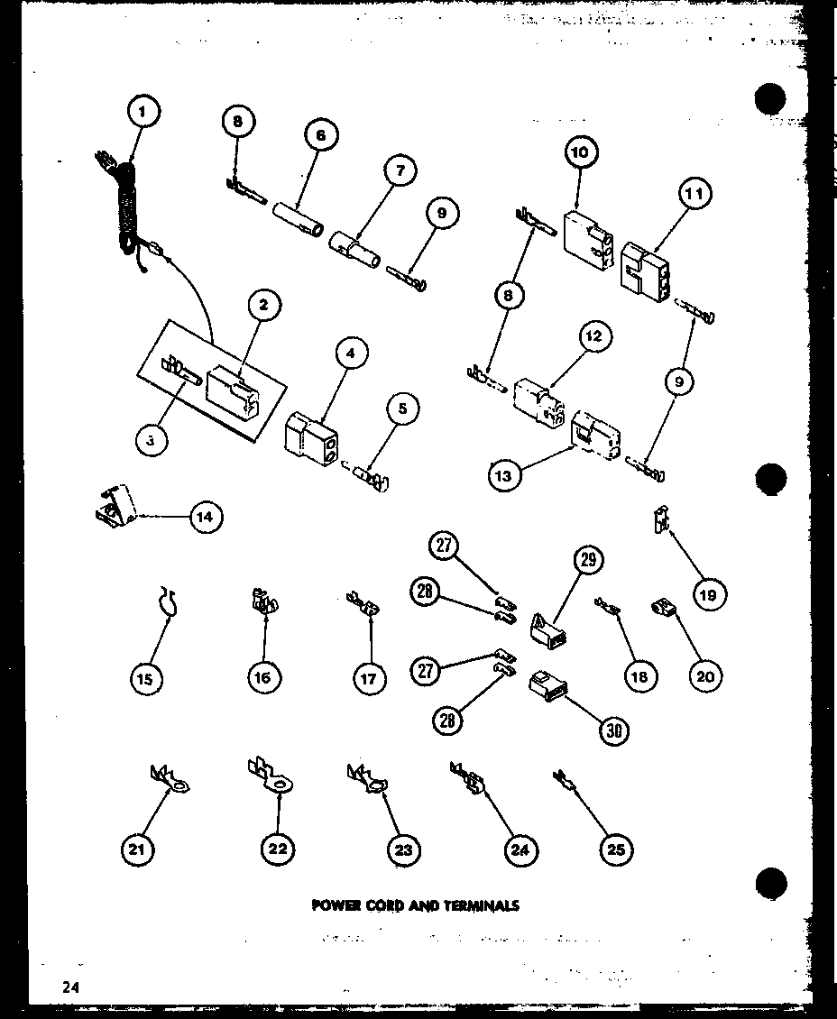 Amana LGD912/P7804820W power cord and terminals (lgd912/p7804820w) diagram