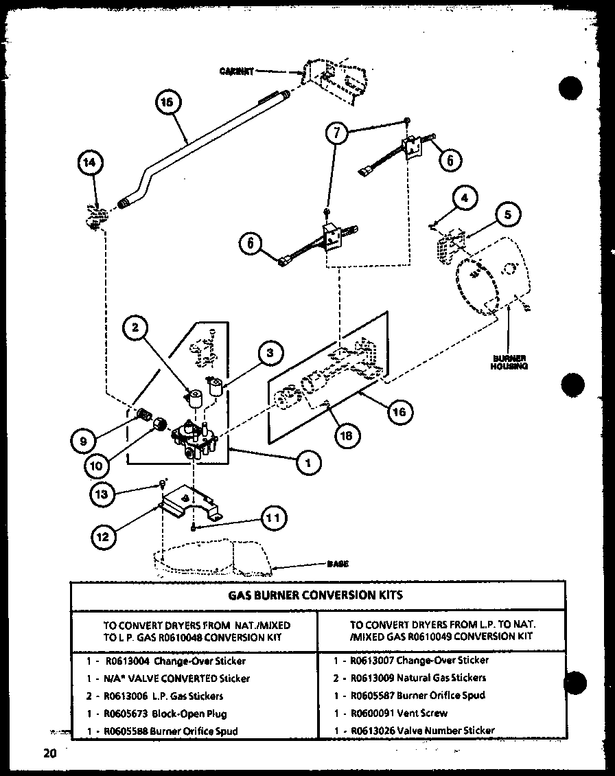 Amana LE3402W/P1118303WW gas burner conversion kits (lg2112w/p1122501ww) (lg2112l/p1122502wl) (lg3412g/p1122504wg) (lg3412l/p1122505wl) (lg3412w/p1122503ww) (lg3512w/p1122506ww) (lg3512l/p1122507wl) diagram