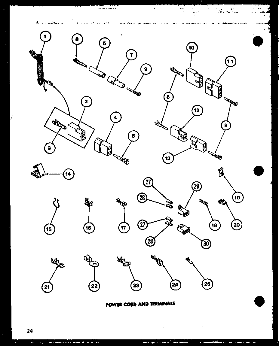 Amana LE3402W/P1118303WW power cord and terminals (lg2112w/p1122501ww) (lg2112l/p1122502wl) (lg3412g/p1122504wg) (lg3412l/p1122505wl) (lg3412w/p1122503ww) (lg3512w/p1122506ww) (lg3512l/p1122507wl) diagram