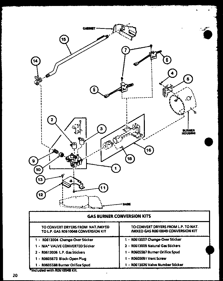 Amana LE3902W/P1122603WW gas burner conversion kits (lg3812w/p1122701ww) (lg3812l/p1122702wl) (lg3912w/p1122703ww) (lg3912l/p1122704wl) diagram