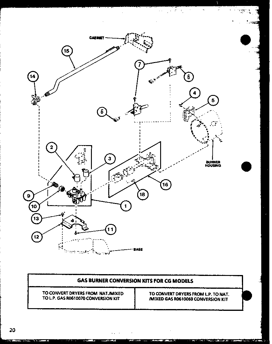 Amana CG2412/P7762236W gas burner conversion kits for cg models (cg2412/p7762236w) diagram