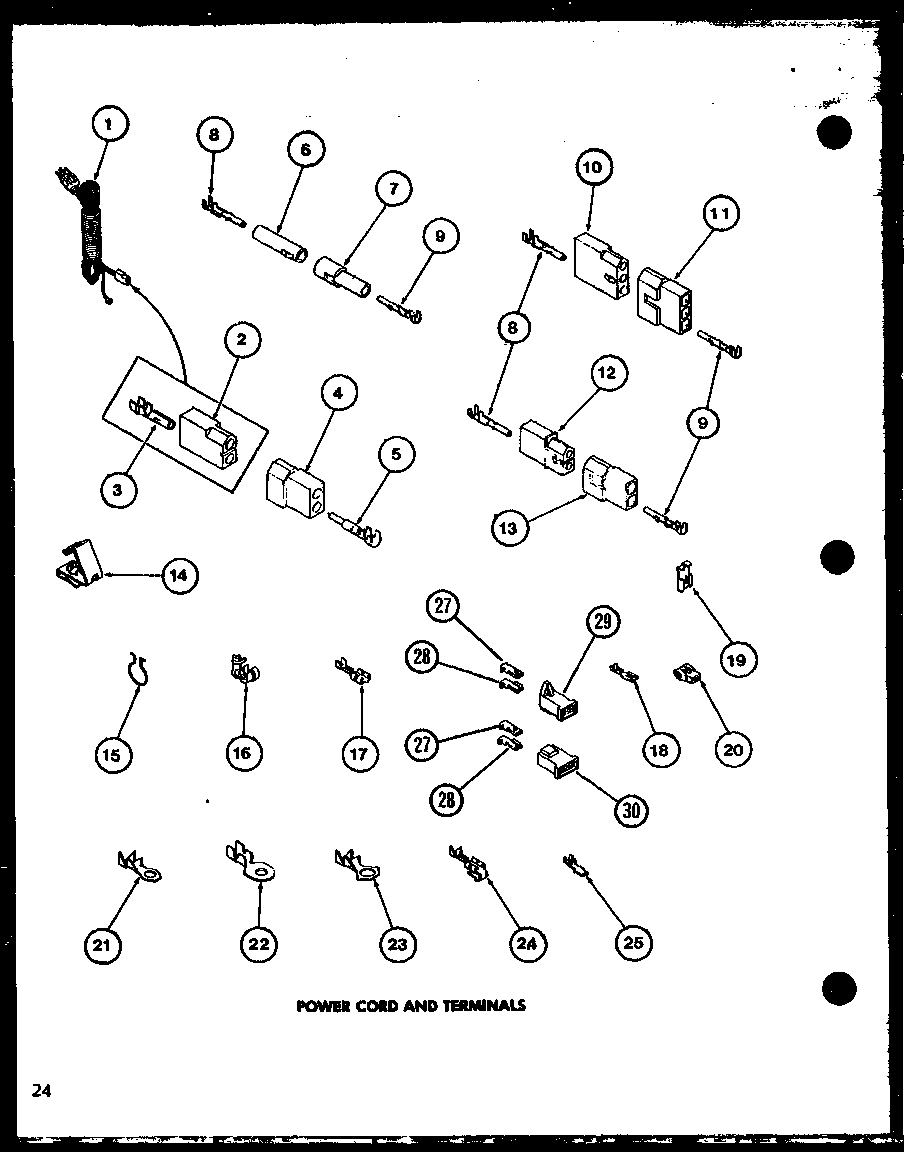 Amana CG2412/P7762236W power cord and terminals (cg2412/p7762236w) diagram