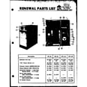 Amana OWO95MA renewal parts list diagram