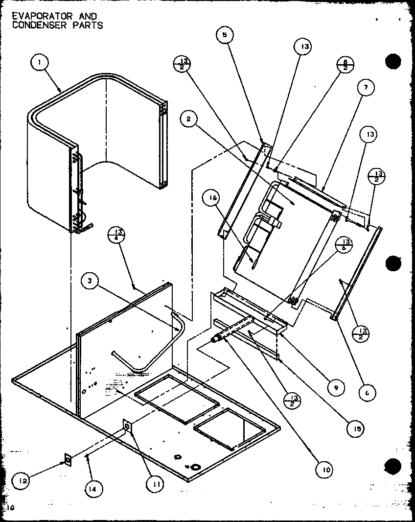Amana PHK120/P9828401C evaporator and condenser parts (spco24001a/p9999101c) (spco30001a/p9999102c) (spco36001a/p9999103c) (spco36003a/p9999104c) diagram