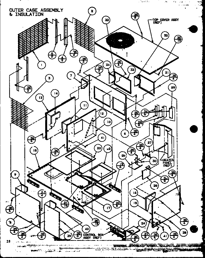 Amana PHK120/P9828401C outer case assembly & insulation (spco42001a/p9999105c) (spco42003a/p9999106c) (spco48001a/p9999107c) (spco48003a/p9999108c) (spco60001a/p9999109c) (spco60003a/p9999110c) diagram