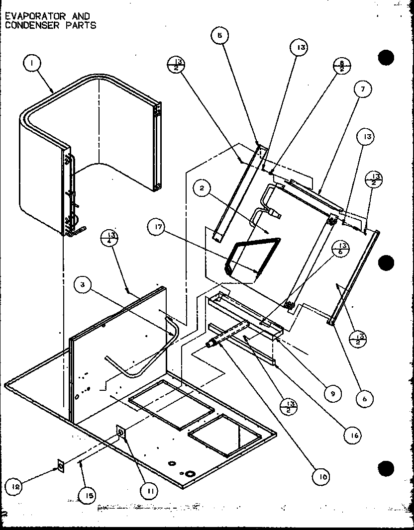 Amana PHK120/P9828401C evaporator and condenser parts (spco42001a/p9999105c) (spco42003a/p9999106c) (spco48001a/p9999107c) (spco48003a/p9999108c) (spco60001a/p9999109c) (spco60003a/p9999110c) diagram