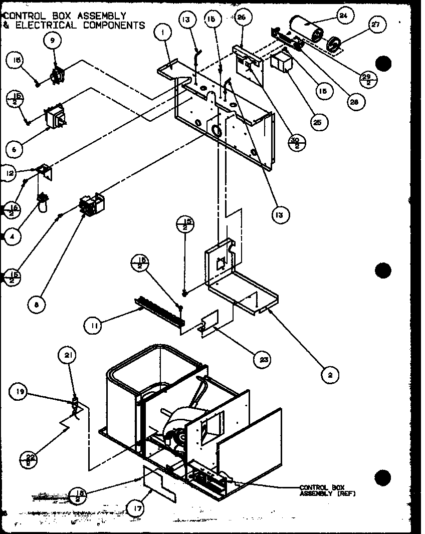 Amana PHK120/P9828401C control box assembly & electrical components (spco42001a/p9999105c) (spco42003a/p9999106c) (spco48001a/p9999107c) (spco48003a/p9999108c) (spco60001a/p9999109c) (spco60003a/p9999110c) diagram