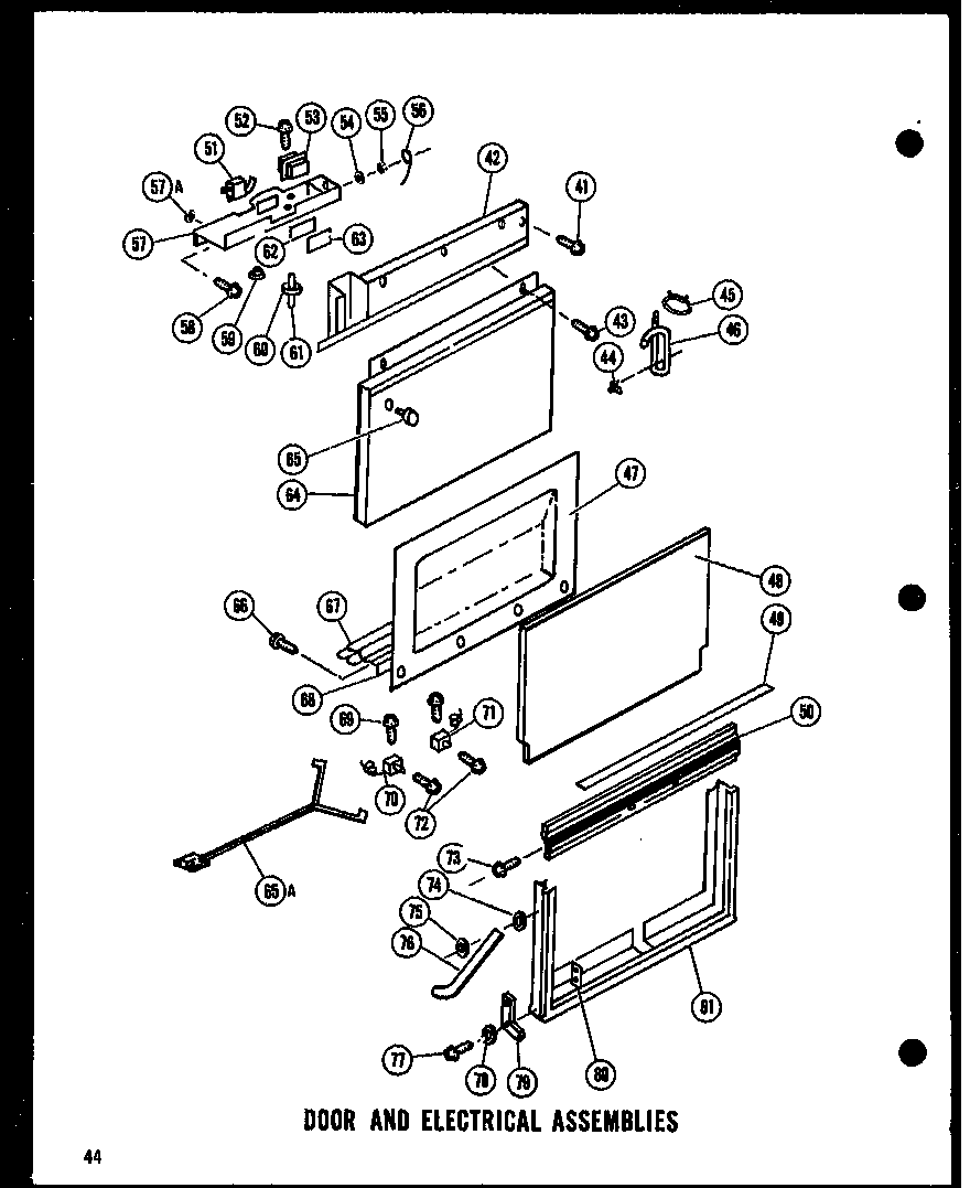 Amana EIM5-H-P60119-2W door and electrical assemblies diagram