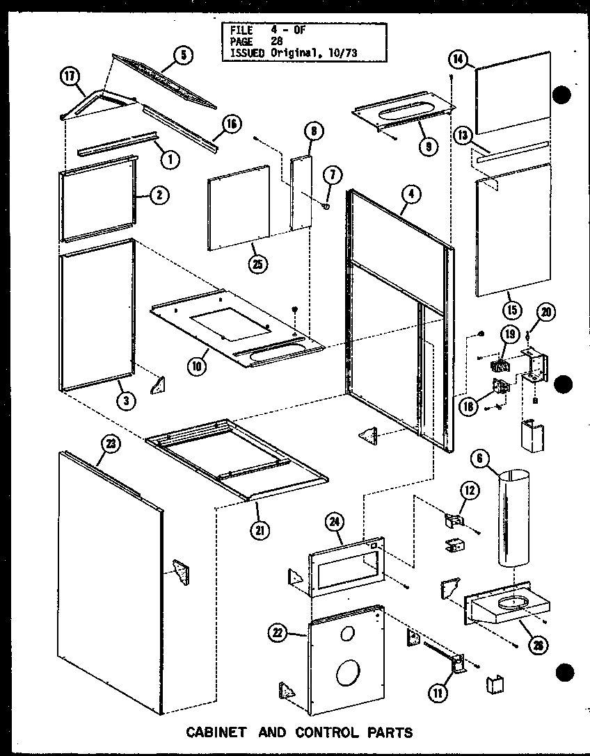 Amana OC-125-4/P96290-4F cabinet and control parts (oc-100/p96290-1f) diagram