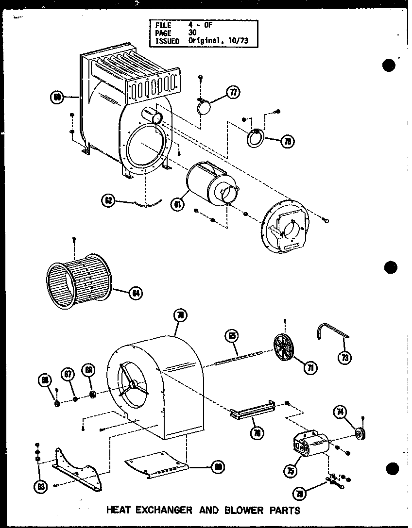 Amana OC-125-4/P96290-4F heat exchanger and blower parts (oc-100/p96290-1f) diagram