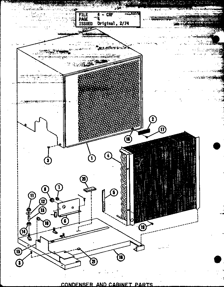 Amana CRF1.5-1J/P55057-1C condenser and cabinet parts diagram