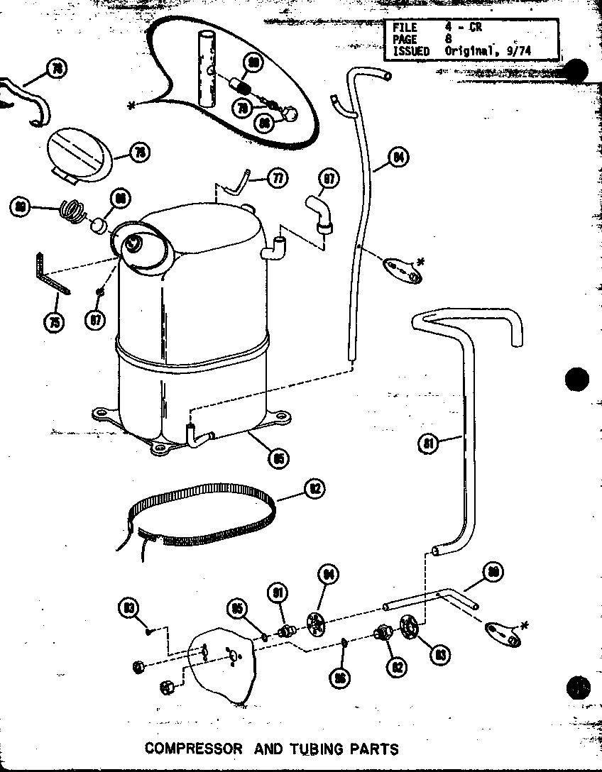 Amana CR2-1/P55200-7C compressor and tubing parts (cr1.5-1/p55200-1c) (cr2-1/p55200-7c) (cr2.5-1/p55200-8c) (cr2.5-1/p55200-3c) (cr3-1/p55200-4c) diagram