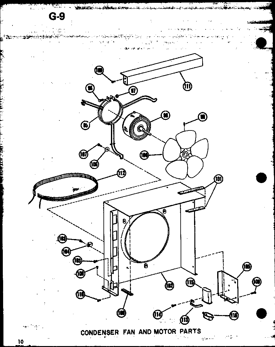 Amana CRF2.5-1J/P55200-18C condenser fan and motor parts diagram