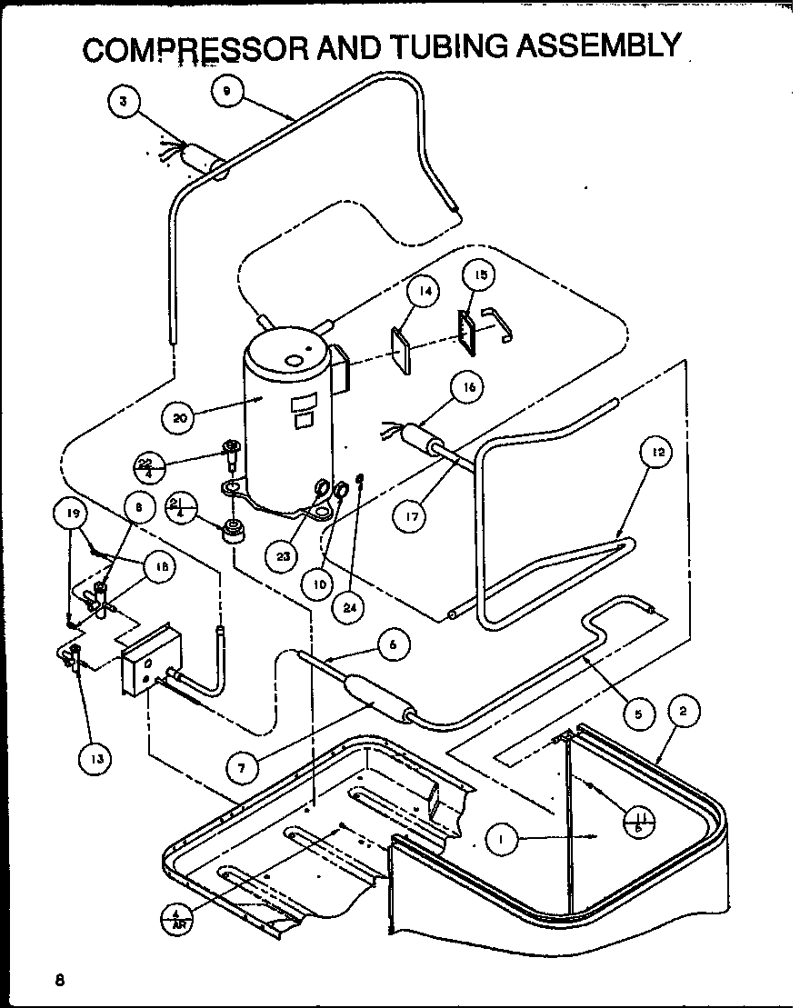 Amana SRCF36U01D/P1100003C compressor and tubing assembly (srcf24u01d/p1100001c) (srcf30u01d/p1100002c) (srcf36u01d/p1100003c) (srcf42u01d/p1100004c) (srcf42u01e/p1100010c) (srcf42u01f/p1100013c) diagram