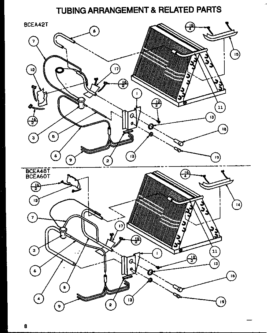 Amana BCEA48T002A/P1101508C tubing arrangement & related parts diagram