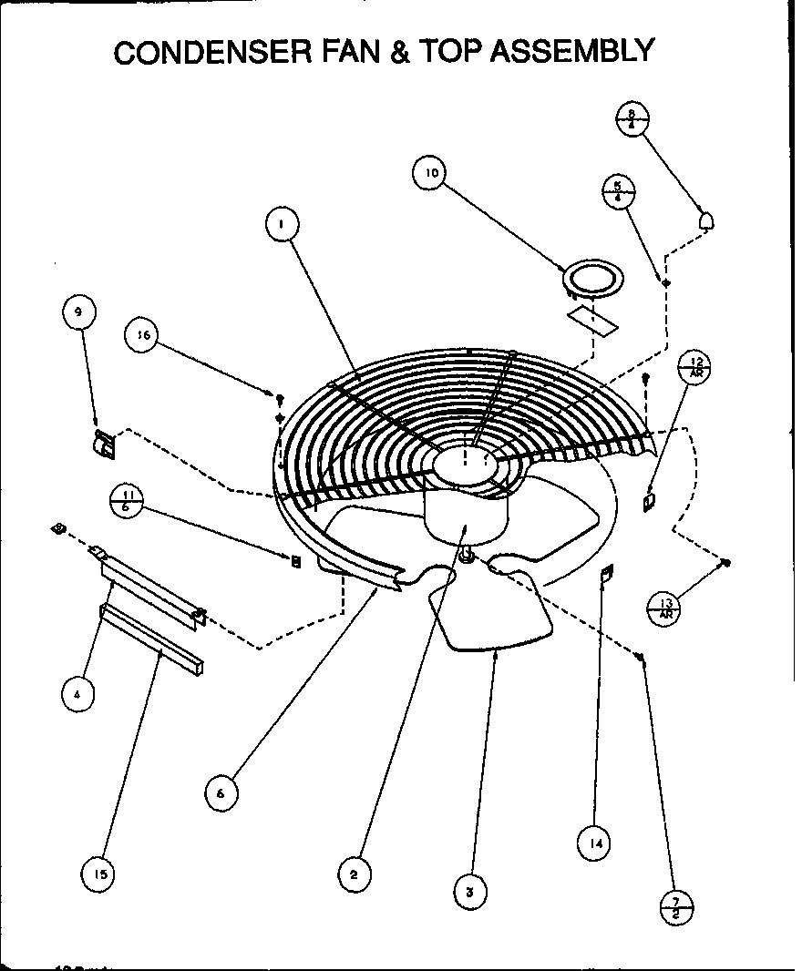 Amana ARCF24U01D/P9885202C condenser fan & top assembly diagram
