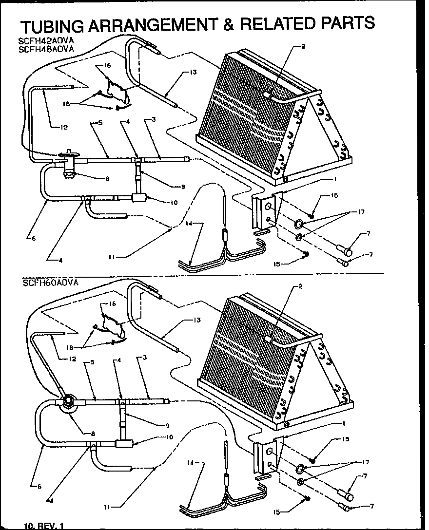 Amana SCFH42AOVA/P1167701C tubing arrangement & related parts (scfh42aova/p1167701c) (scfh48aova/p1167702c) (scfh60aova/p1167703c) diagram