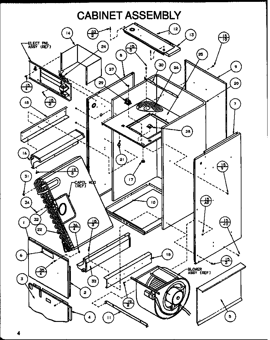 Amana BHAS36T002A/P1100712C cabinet assembly diagram