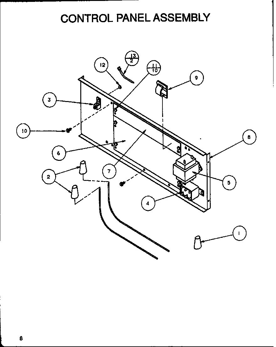 Amana BHAS36T002A/P1100712C control panel assembly diagram