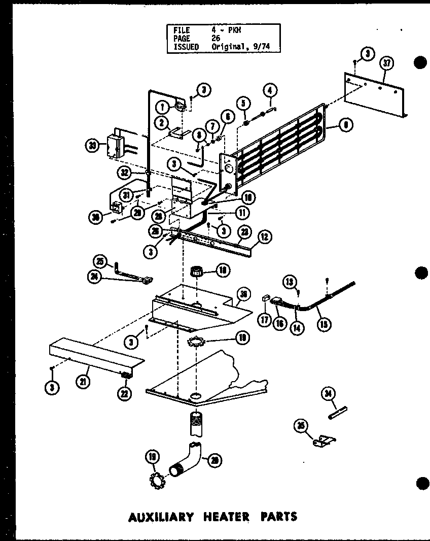 Amana PKH2-1H/P55196-12C auxiliary heater parts diagram