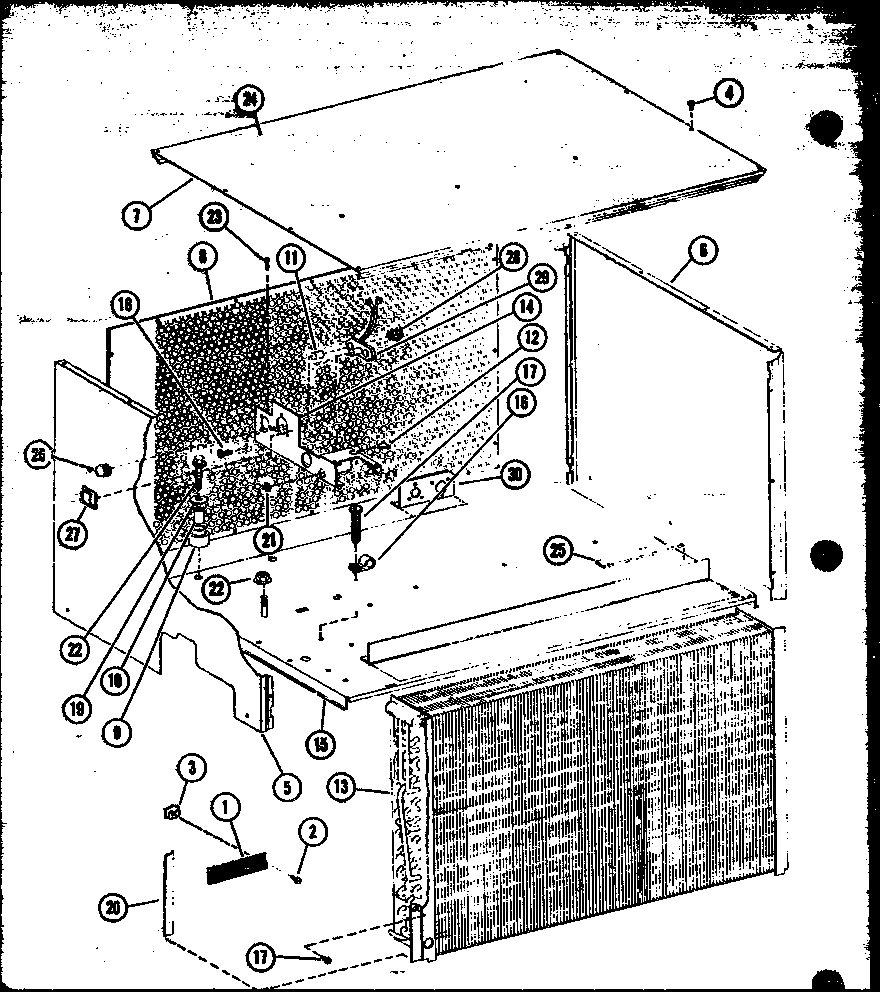 Amana ERCQ30-001A/P55420-4C condenser and cabinet parts (ercq24-001a/p55420-3c) (ercq30-001a/p55420-4c) (ercq36-001a/p55420-5c) (ercq42-001a/p55420-6c) diagram
