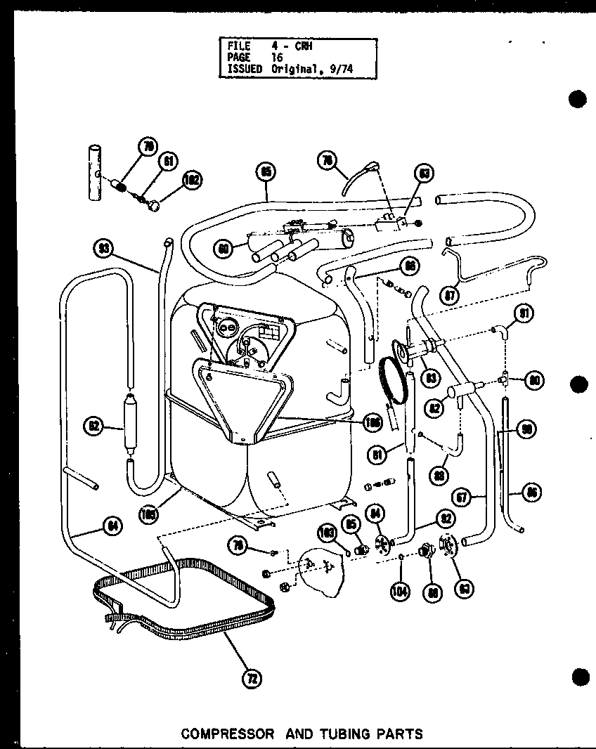 Amana CRH2.5-1/P55200-10C compressor and tubing parts (crh4-1/p55201-11c) (crh4-1/p55201-15c) (crh4-3/p55201-12c) (crh4-3/p55201-16c) (crh5-1/p55201-13c) (crh5-3/p55201-14c) diagram