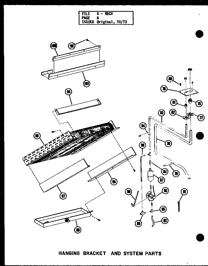 Amana VBCH-35X-1J/P54878-6C hanging bracket and system parts diagram
