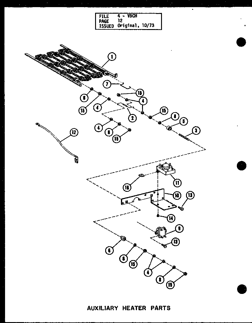 Amana VBCH-35X-1J/P54878-6C auxiliary heater parts diagram
