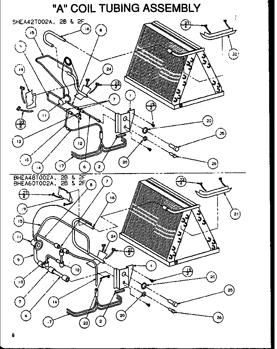 Amana BHEA42T002A/P1101501C "a" coil tubing assembly diagram