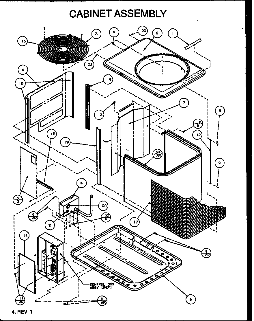 Amana SRHF24U01B/P1163802C cabinet assembly diagram