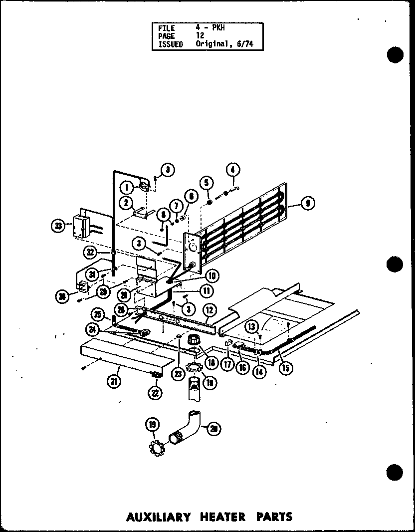 Amana PKH5-1J/P54629-25C auxiliary heater parts (d54444-1/p54444-1c) (d54444-2/p54444-2c) diagram