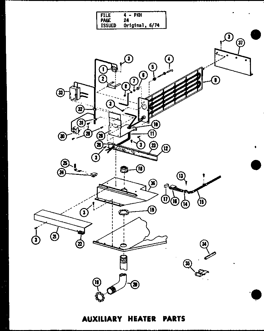 Amana PKH5-1J/P54629-25C auxiliary heater parts (d54444-2/p54444-2c) (d54475-1/p54475-1c) (pkh2-1h) diagram