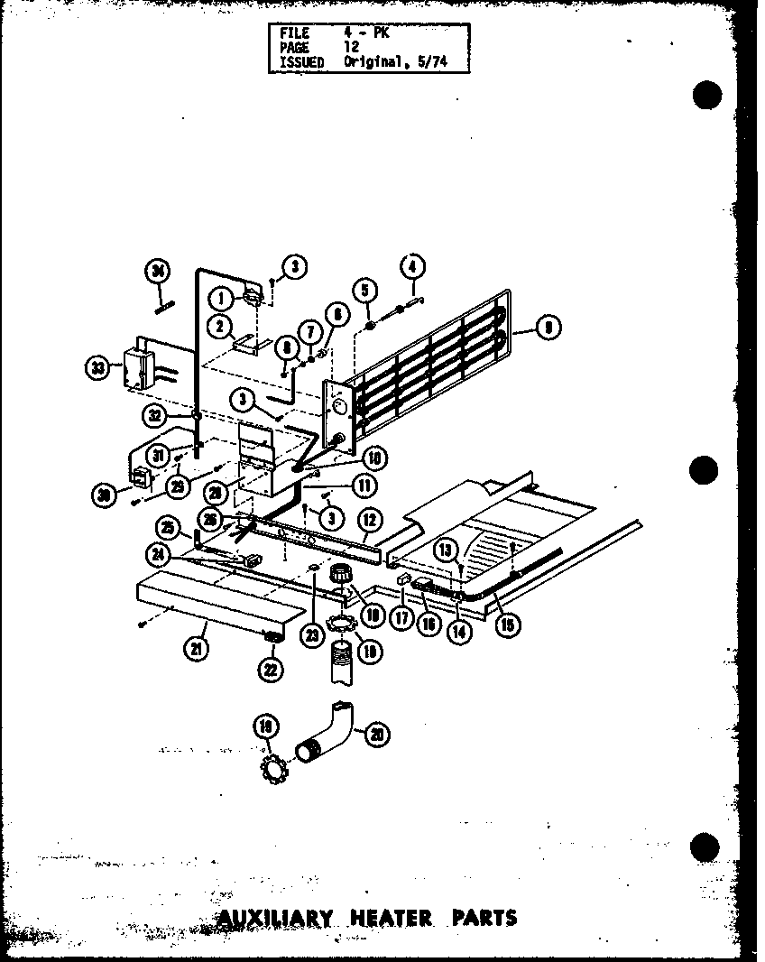Amana PK3-1H/P54565-15C auxiliary heater parts (d54444-1/p54444-1c) (d54444-2/p54444-2c) diagram