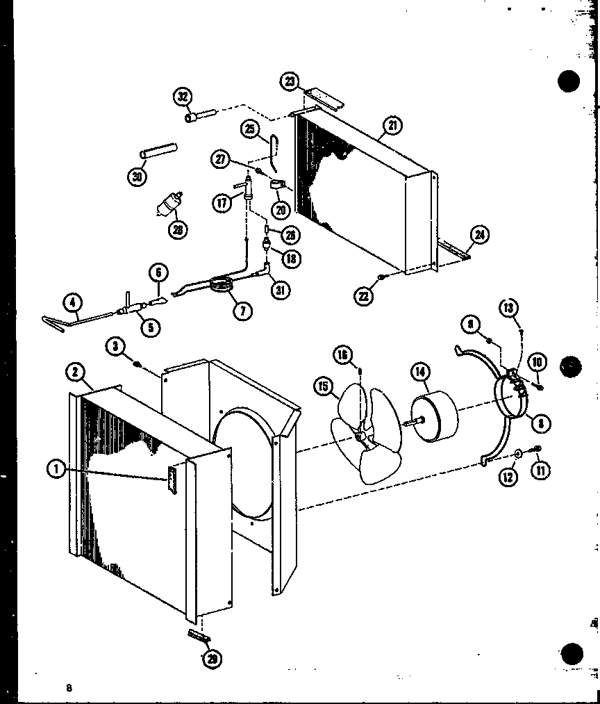 Amana EPHR60003A/P9914905C fan motor and evaporator diagram