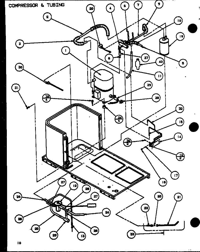 Amana SPHO36001A/P9999203C compressor & tubing (spho24001a/p9999201c) (spho30001a/p9999202c) (spho36001a/p9999203c) (spho36003a/p9999204c) diagram