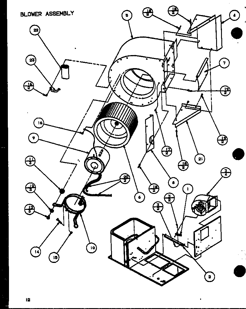 Amana SPHO36001A/P9999203C blower assembly (spho24001a/p9999201c) (spho30001a/p9999202c) (spho36001a/p9999203c) (spho36003a/p9999204c) diagram