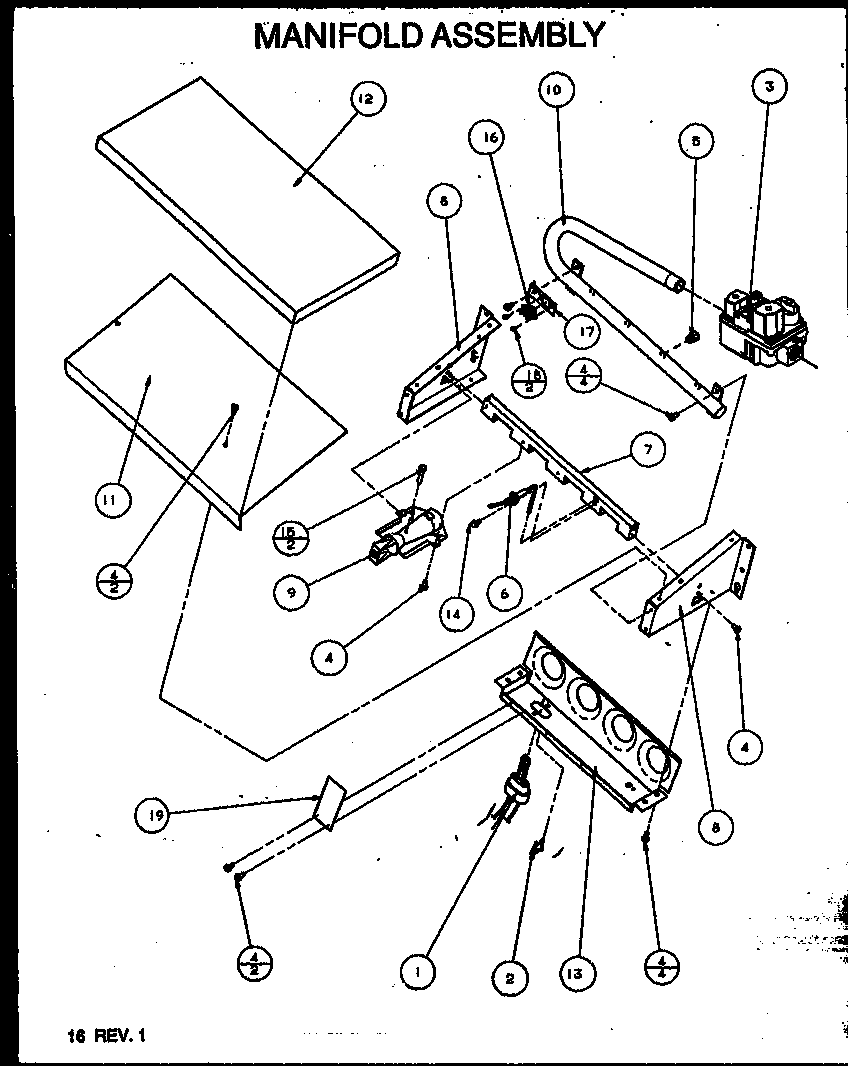 Amana PGB42B1152A/P1152504C manifold assembly diagram