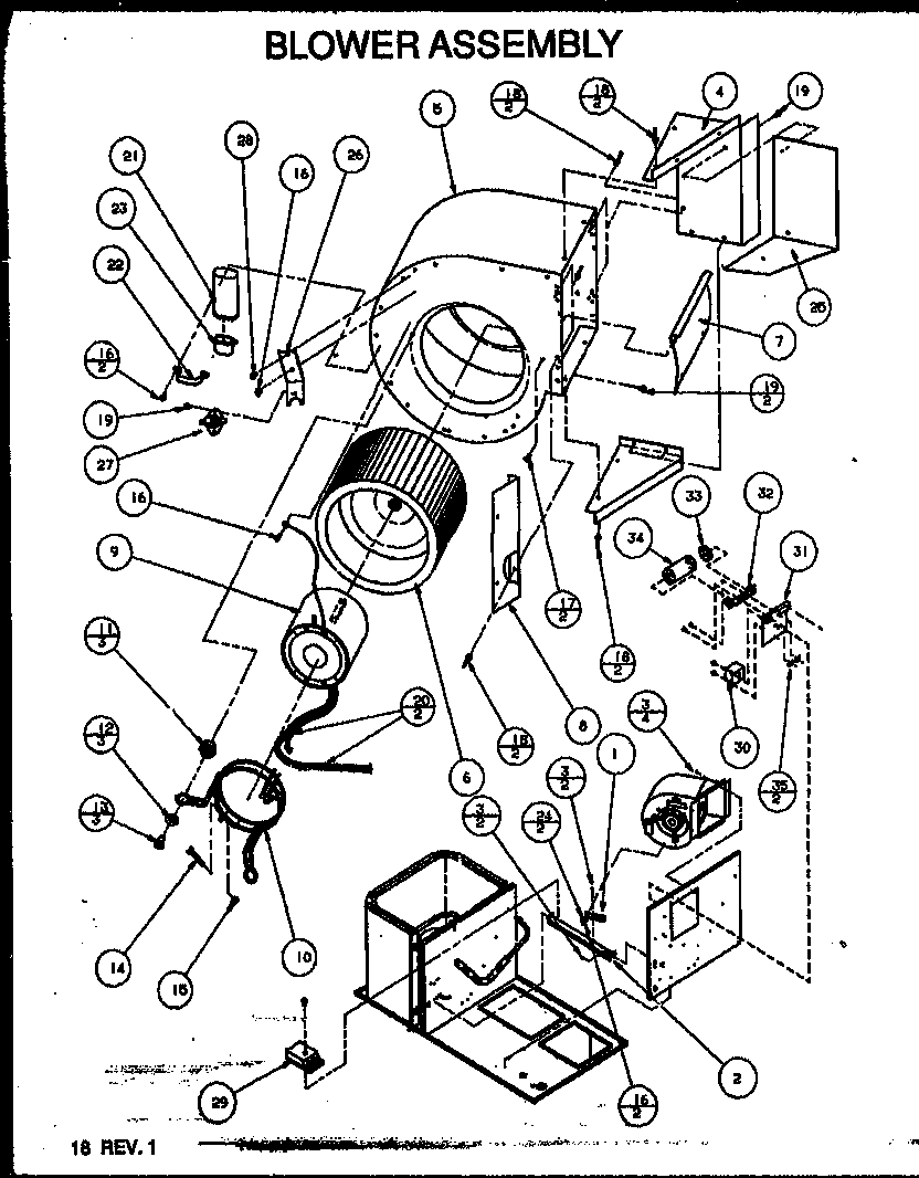 Amana PGB42B1152A/P1152504C blower assembly diagram