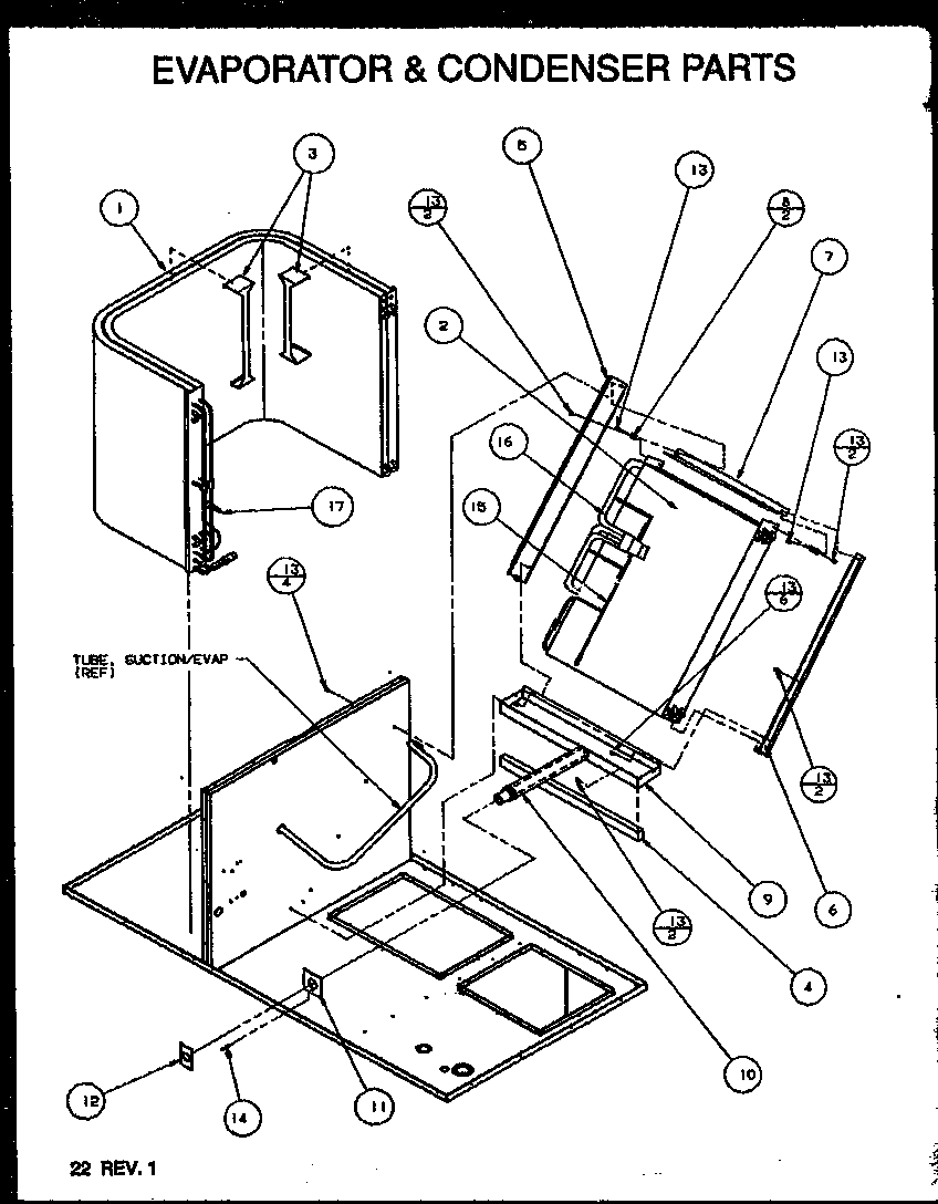Amana PGB42B1152A/P1152504C evaporator & condenser parts diagram