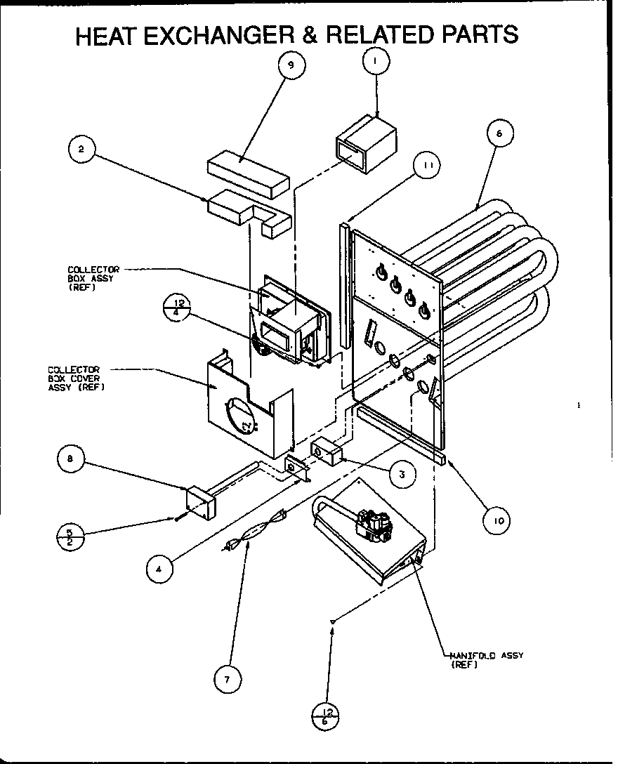 Amana PGA30B0702A/P1154005C heat exchanger & related parts diagram