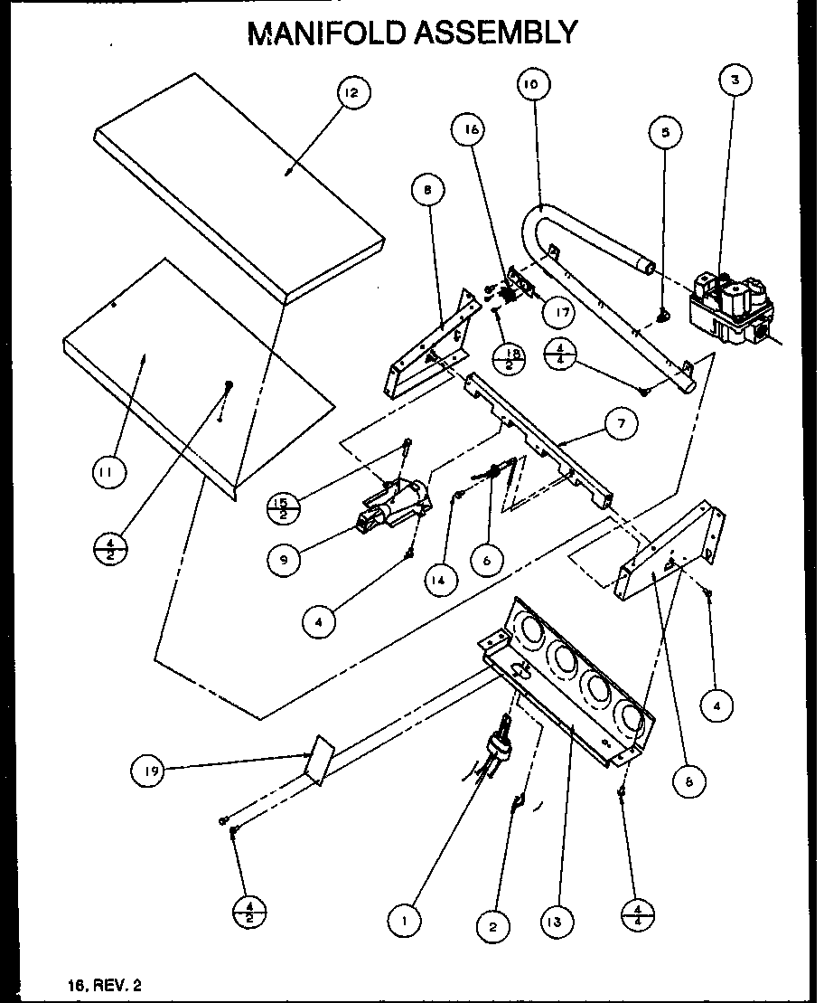 Amana PGA30B0702A/P1154005C manifold assembly diagram