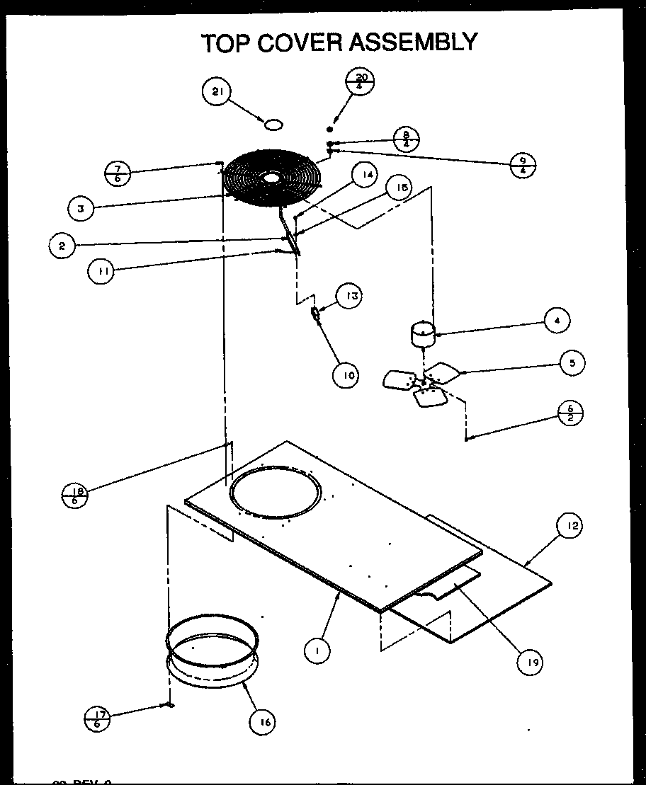 Amana PGA30B0702A/P1154005C top cover assembly diagram