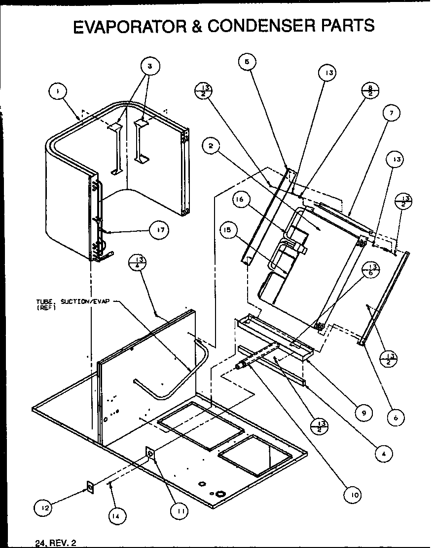 Amana PGA30B0702A/P1154005C evaporator & condenser parts diagram